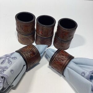 Fall Leaf/Acorn Design Napkin Rings In A Rustic Brown - Set of 8